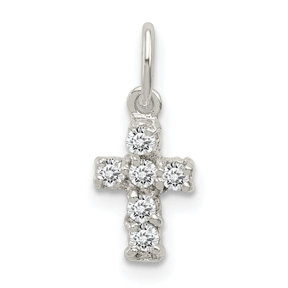 Sterling Silver Cz Cross Charm
