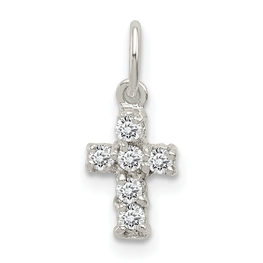 Sterling Silver Cz Cross Charm