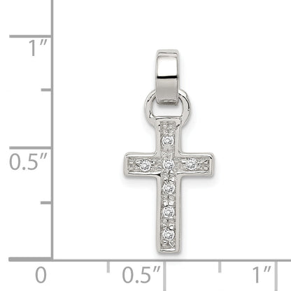 Sterling Silver Rhodium-Plated Cz Latin Cross Pendant