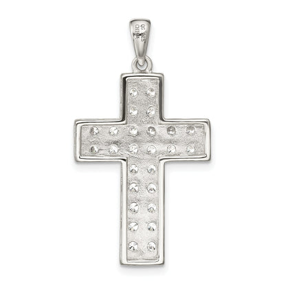 Sterling Silver Rhodium-Plated Cz Latin Cross Pendant