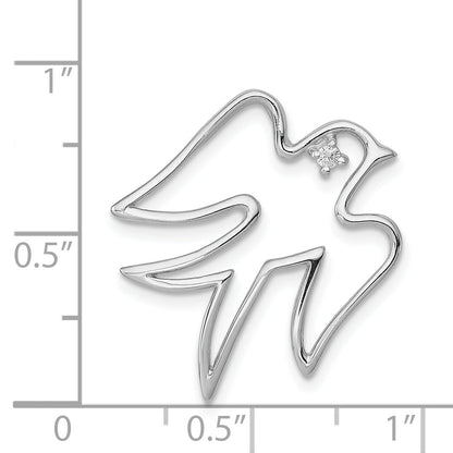 Sterling Silver Rhodium-Plated Cz Dove Pendant