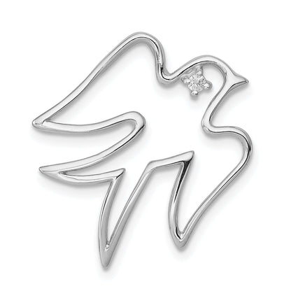 Sterling Silver Rhodium-Plated Cz Dove Pendant