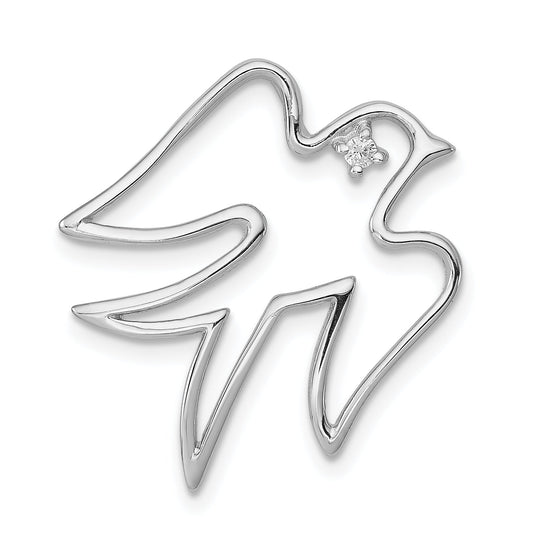 Sterling Silver Rhodium-Plated Cz Dove Pendant