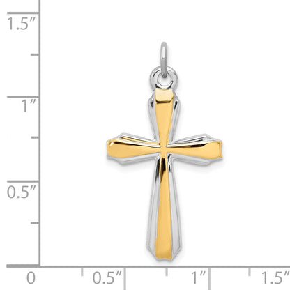 Sterling Silver Rhodium-Plated & 18K Gold-Plated Cross Pendant