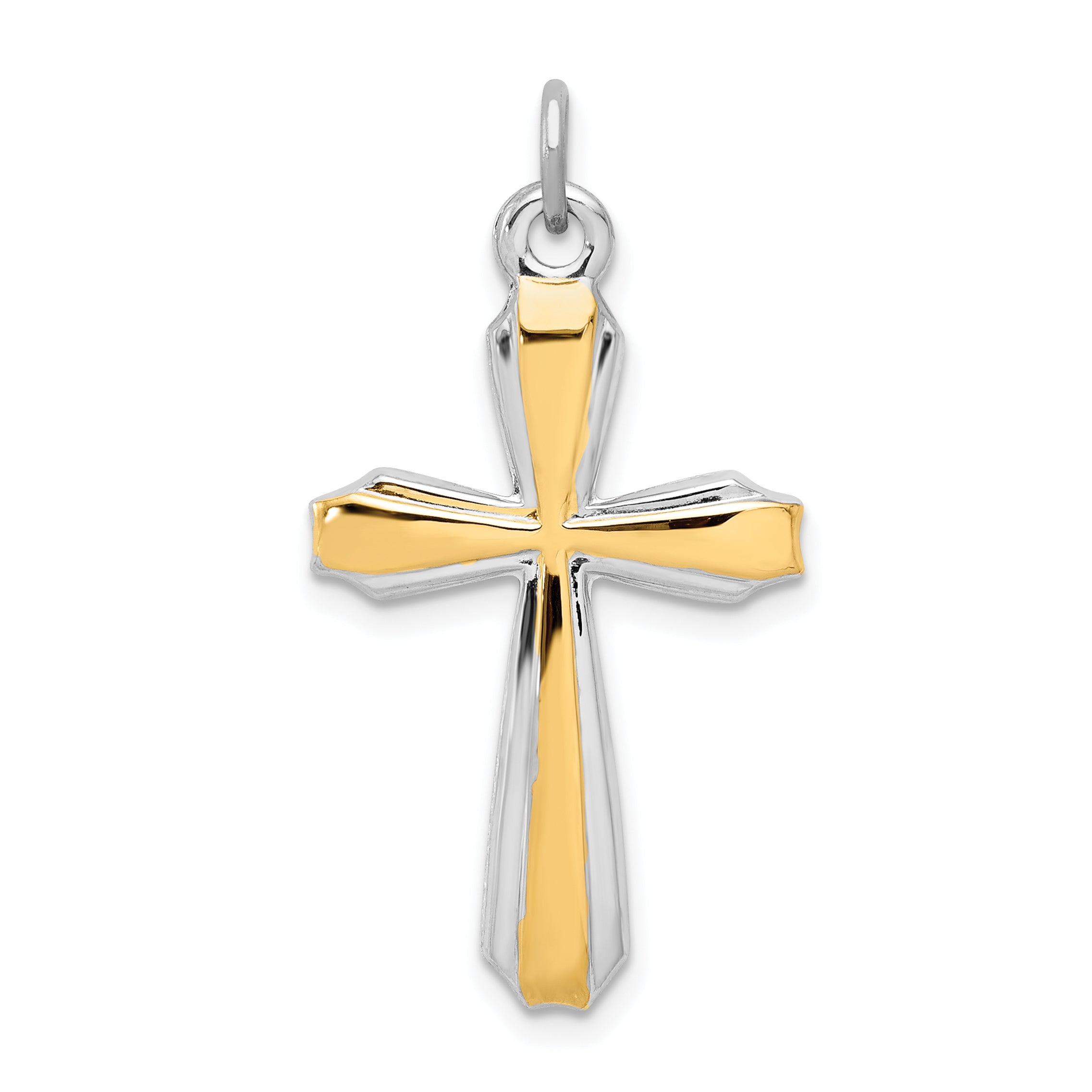 Sterling Silver Rhodium-Plated & 18K Gold-Plated Cross Pendant