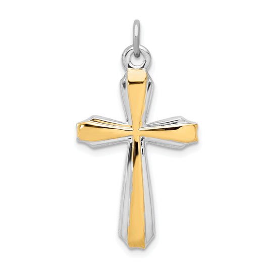 Sterling Silver Rhodium-Plated & 18K Gold-Plated Cross Pendant