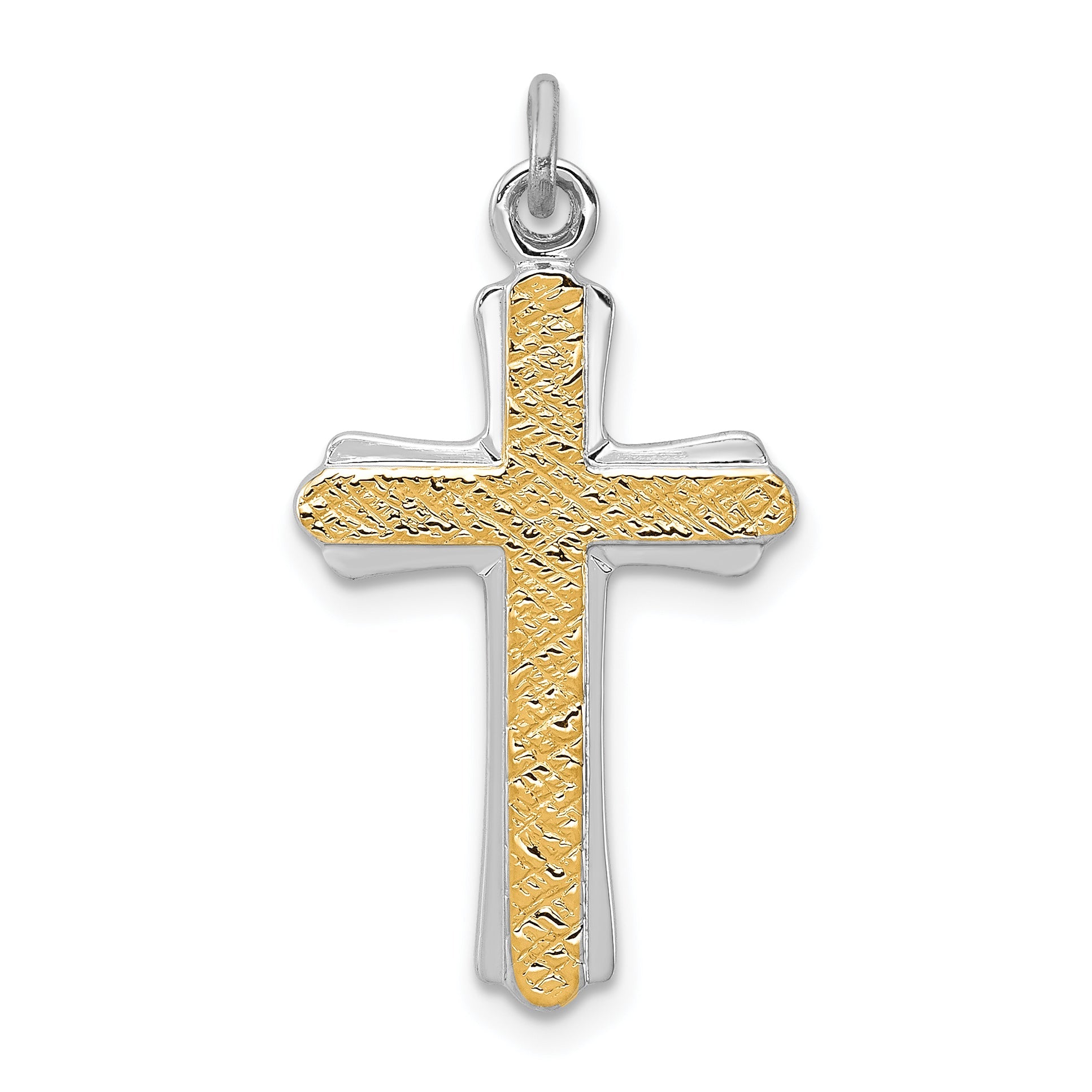Sterling Silver Rhodium-Plated & 18K Gold-Plated Cross Charm