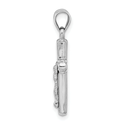 Sterling Silver Rhodium-Plated Hollow Crucifix Pendant