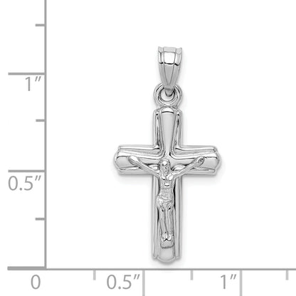 Sterling Silver Rhodium-Plated Hollow Crucifix Pendant