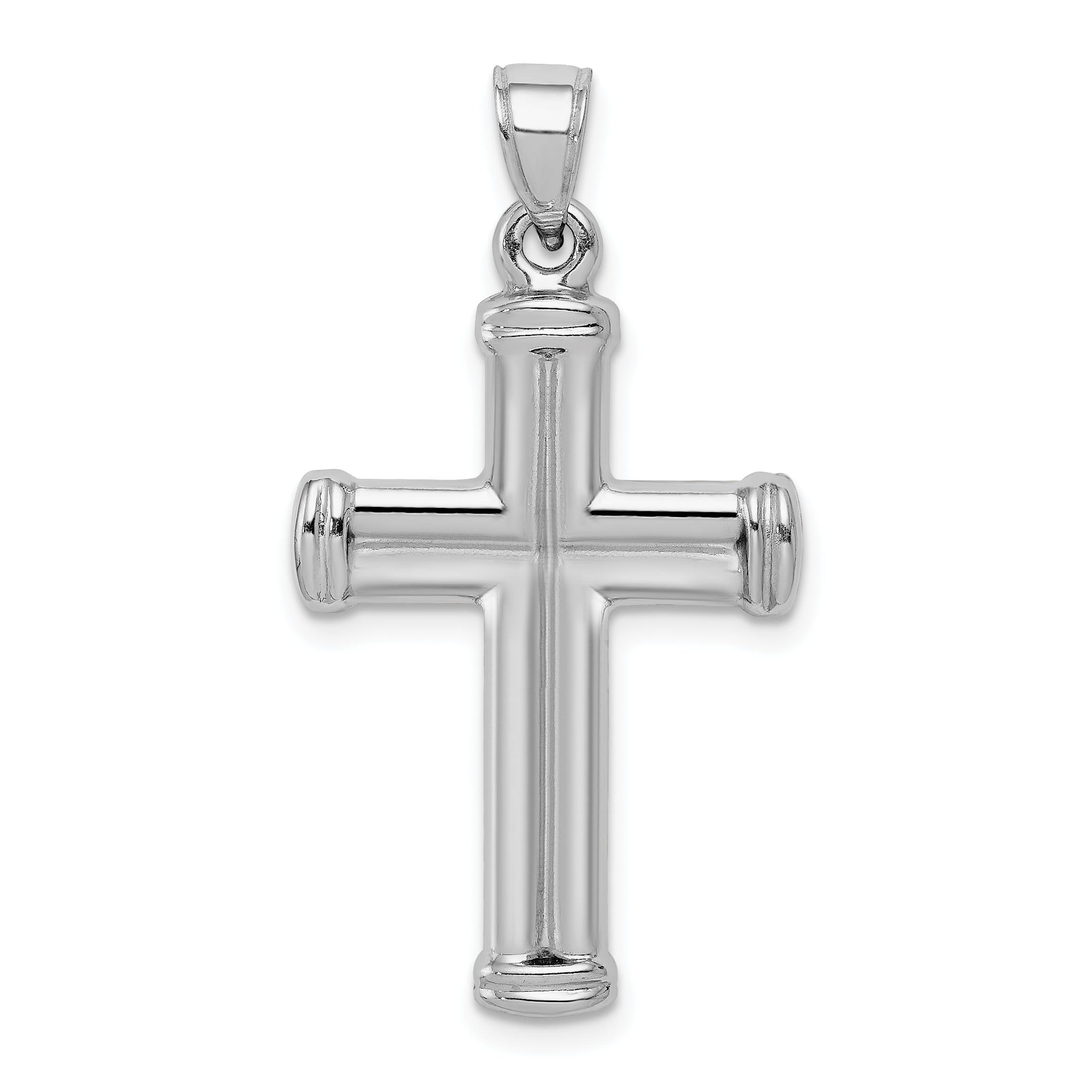 Sterling Silver Rhodium-Plated Hollow Latin Crucifix Pendant