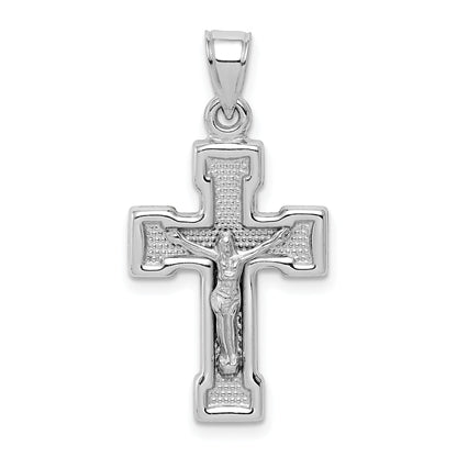 Sterling Silver Rhodium-Plated Hollow Latin Crucifix Pendant