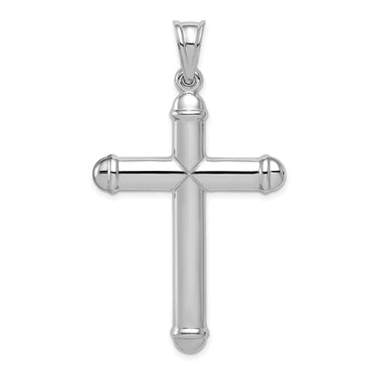 Sterling Silver Rhodium-Plated Diamond -Cut Reversible Cross Pendant