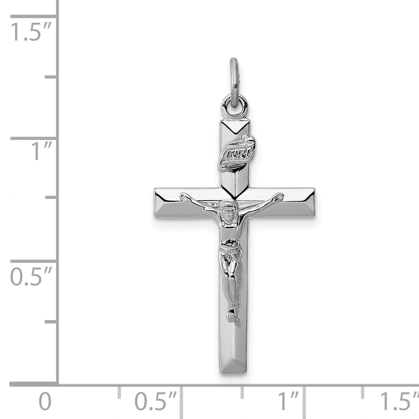 Sterling Silver Rhodium-Plated Inri Crucifix Pendant