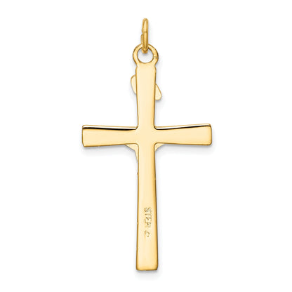 Sterling Silver Rhodium-Plated & 18K Gold-Plated Crucifix Pendant