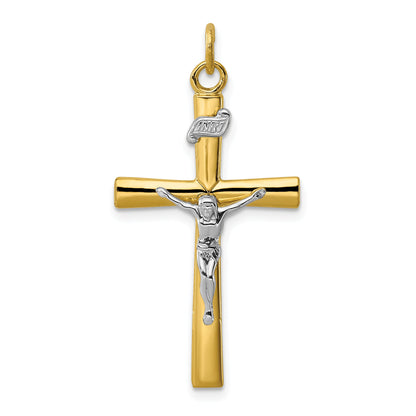 Sterling Silver Rhodium-Plated & 18K Gold-Plated Crucifix Pendant