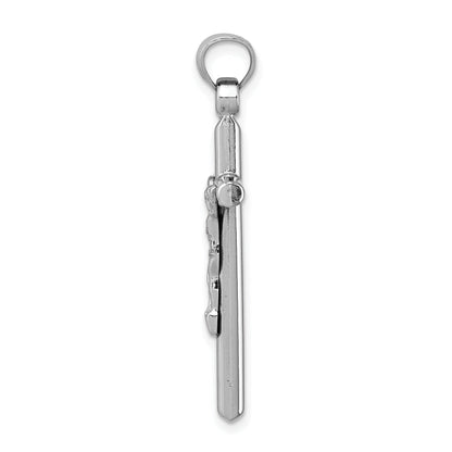 Sterling Silver Rhodium-Plated Polished Crucifix Pendant