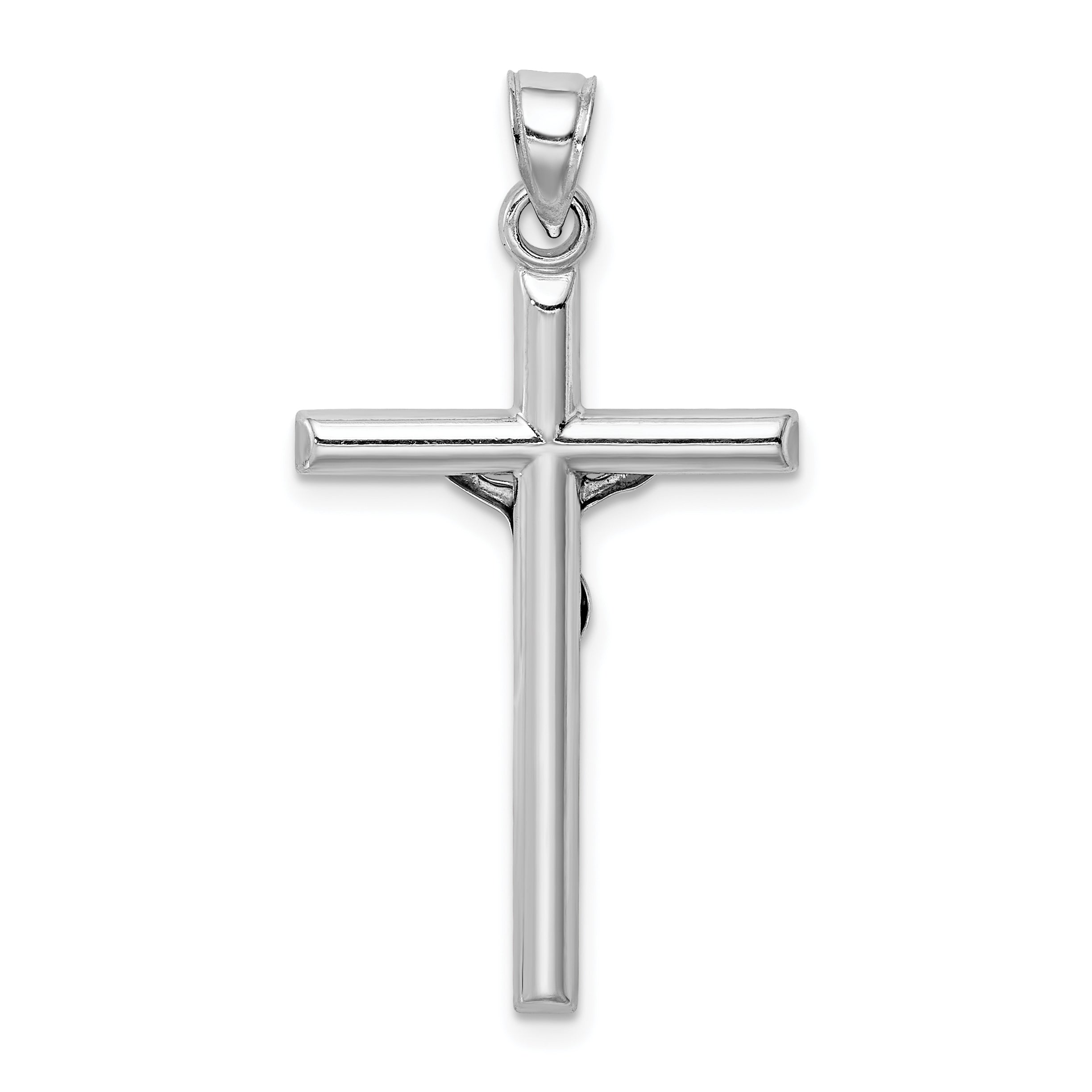 Sterling Silver Rhodium-Plated Polished Crucifix Pendant