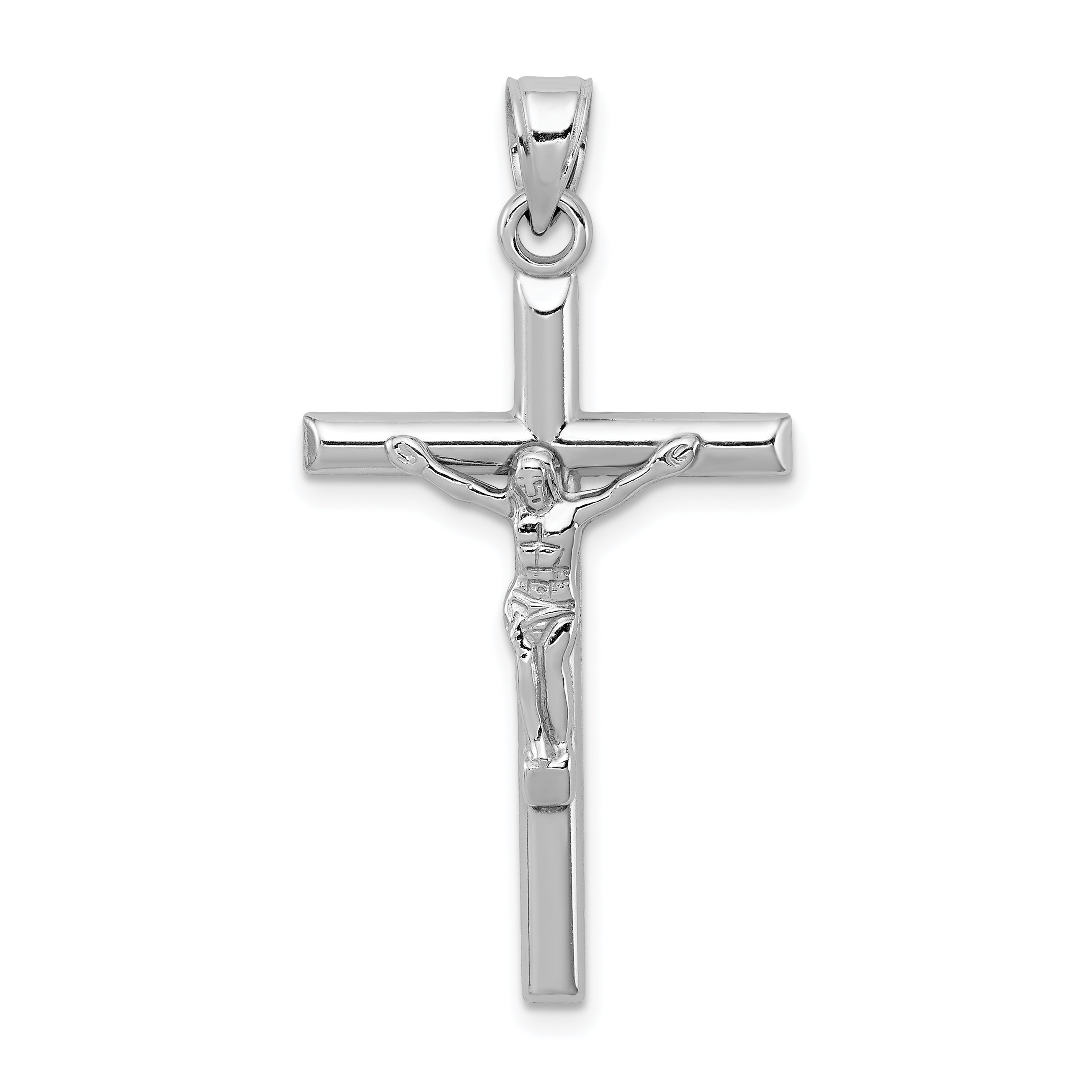 Sterling Silver Rhodium-Plated Polished Crucifix Pendant