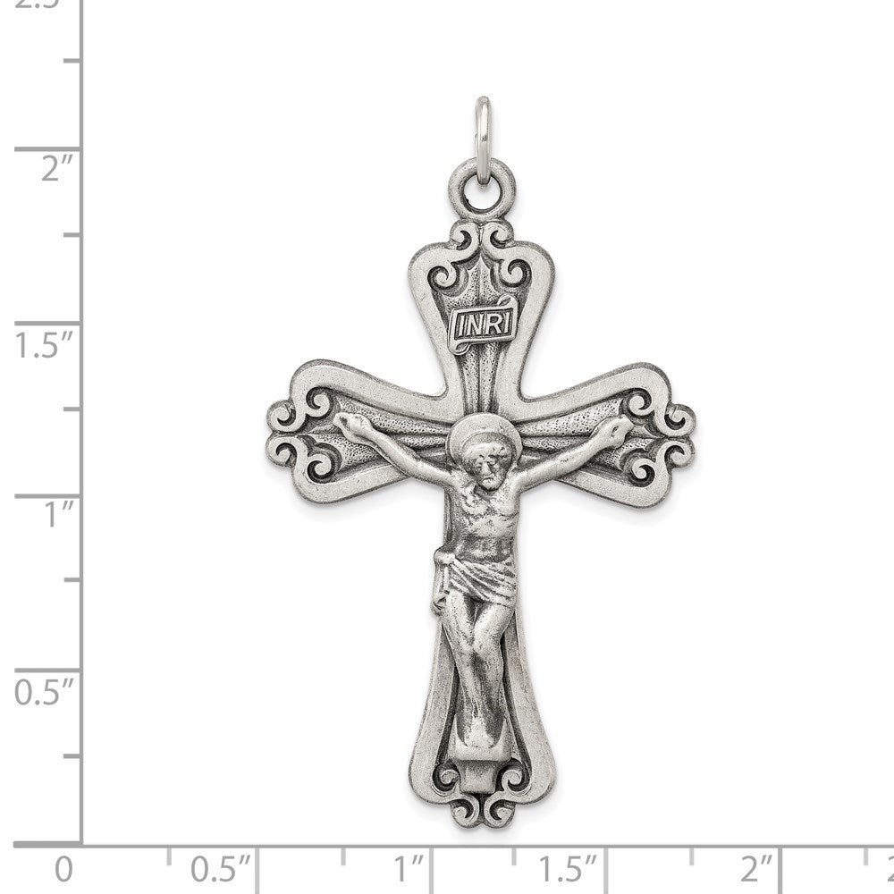 Sterling Silver Antiqued Inri Crucifix Pendant