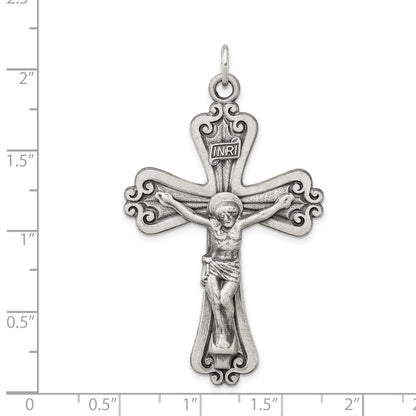 Sterling Silver Antiqued Inri Crucifix Pendant