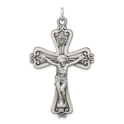 Sterling Silver Antiqued Inri Crucifix Pendant