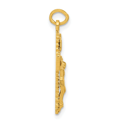 Sterling Silver & 24K Gold-Plated Polished Textured Inri Crucifix Charm