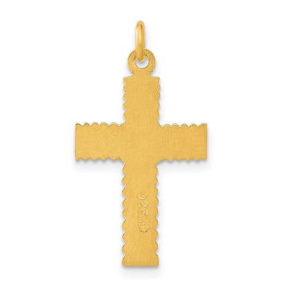 Sterling Silver & 24K Gold-Plated Polished Textured Inri Crucifix Charm