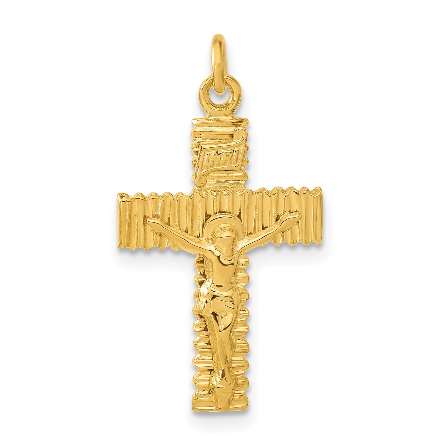 Sterling Silver & 24K Gold-Plated Polished Textured Inri Crucifix Charm