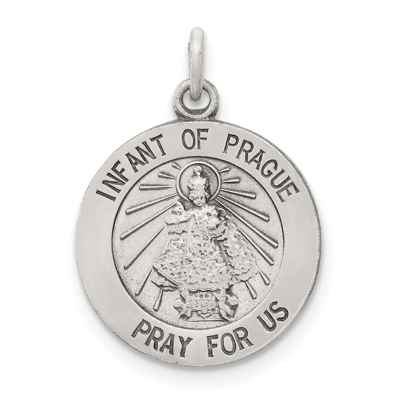 Sterling Silver Antiqued Infant Of Prague Medal