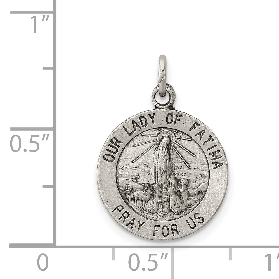 Sterling Silver Antiqued Our Lady Of Fatima Medal