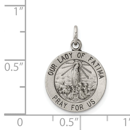 Sterling Silver Antiqued Our Lady Of Fatima Medal