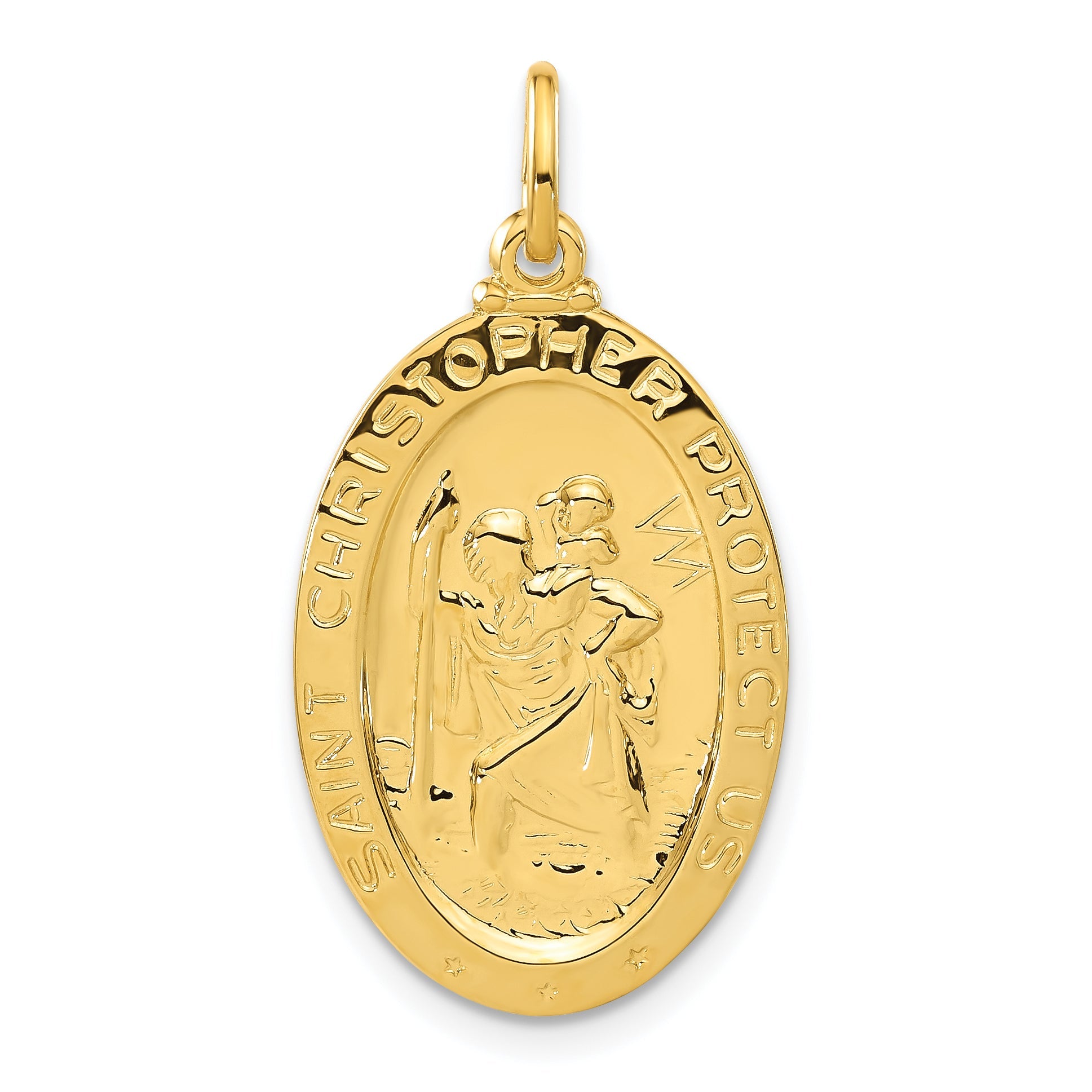 Sterling Silver 24K Gold-Plated Baseball Saint Christopher Medal Pendant