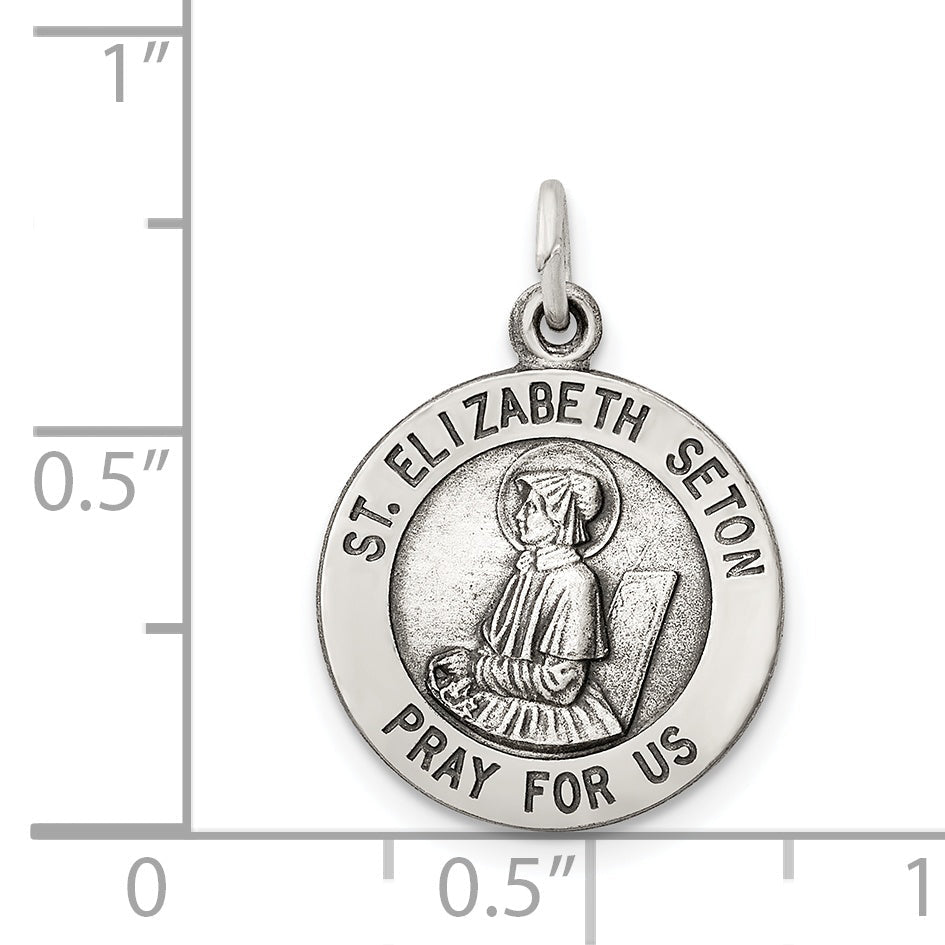 Sterling Silver Antiqued Saint Elizabeth Seton Medal