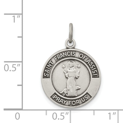 Sterling Silver Antiqued Saint Francis Of Assisi Medal