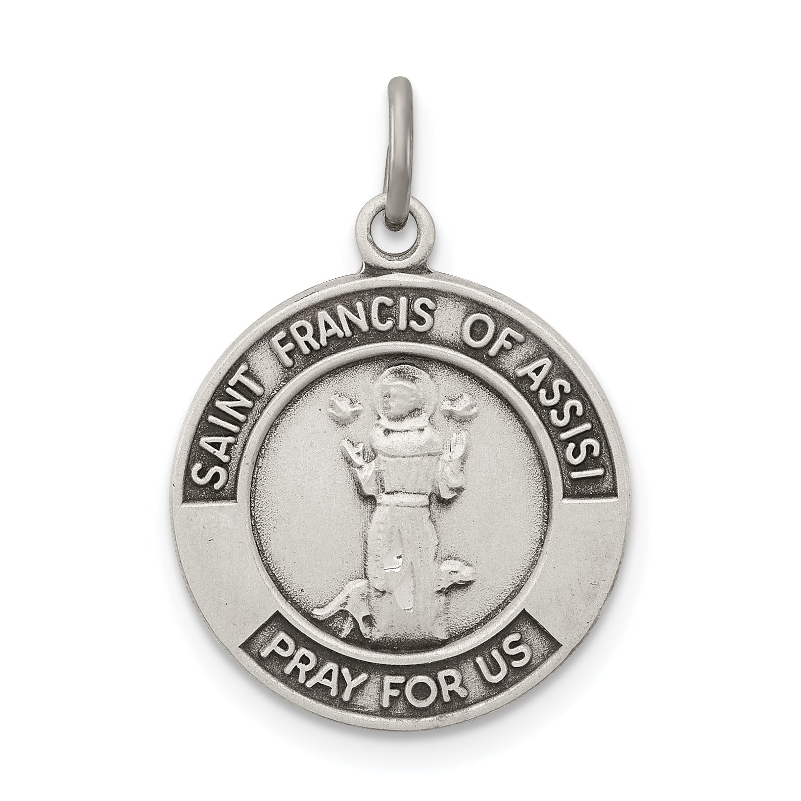 Sterling Silver Antiqued Saint Francis Of Assisi Medal