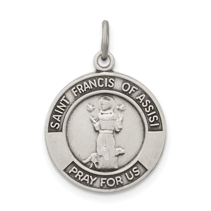Sterling Silver Antiqued Saint Francis Of Assisi Medal