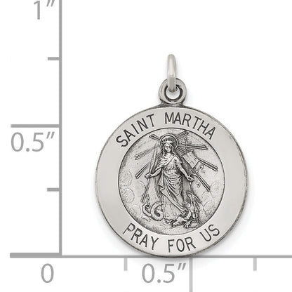 Sterling Silver Antiqued Saint Martha Medal