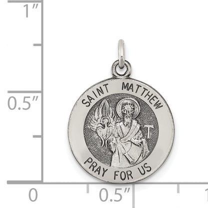 Sterling Silver Antiqued Saint Matthew Medal