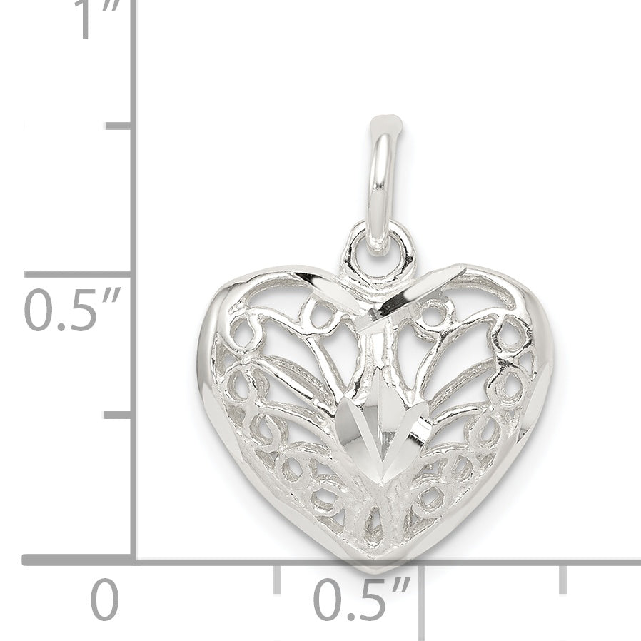 Sterling Silver Filigree Heart Charm