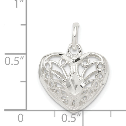 Sterling Silver Filigree Heart Charm