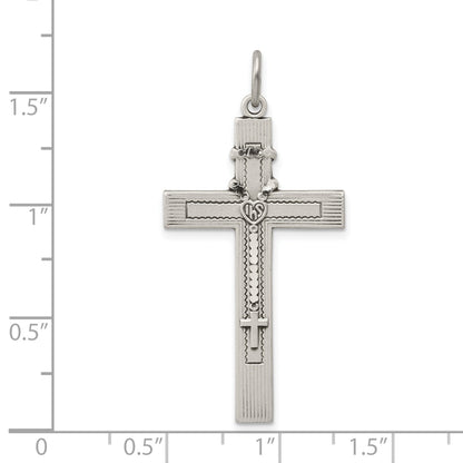 Sterling Silver Antiqued Rosary Cross Pendant