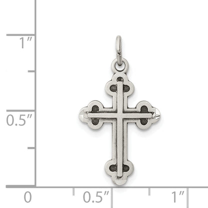 Sterling Silver Antiqued Budded Cross Charm