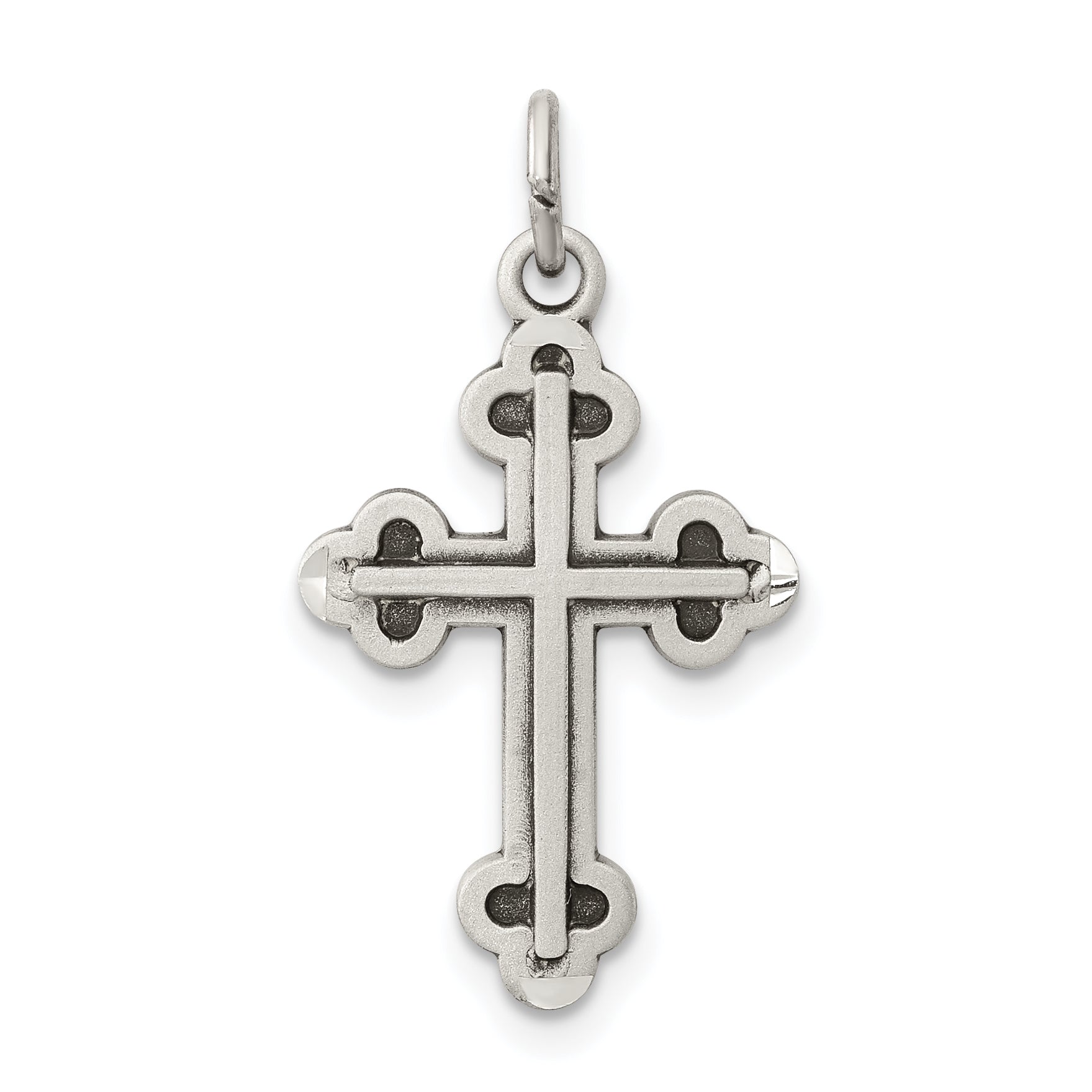 Sterling Silver Antiqued Budded Cross Charm