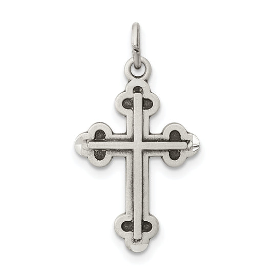 Sterling Silver Antiqued Budded Cross Charm