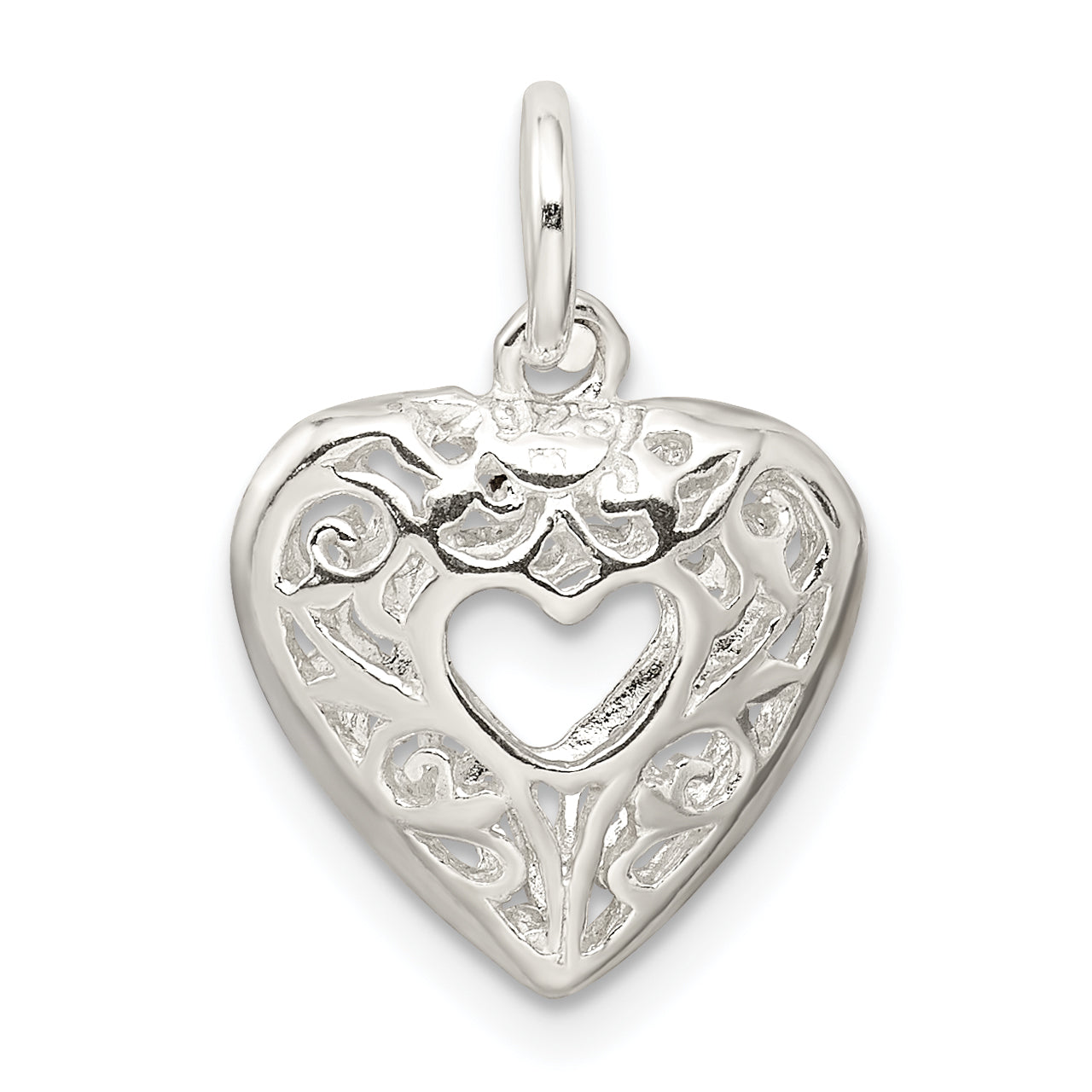 Sterling Silver Filigree Heart Charm