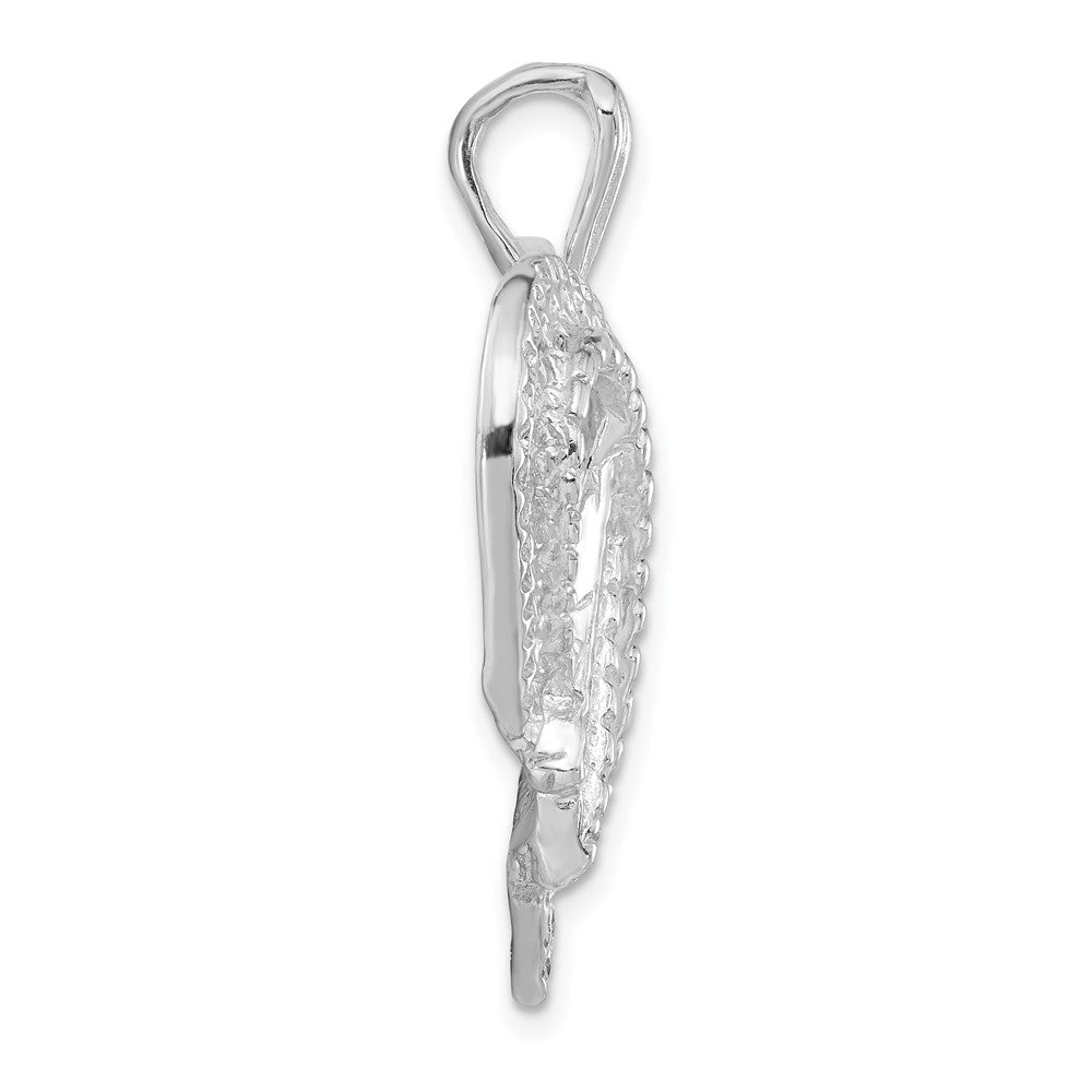 Sterling Silver Polished Fancy Textured Heart Charm