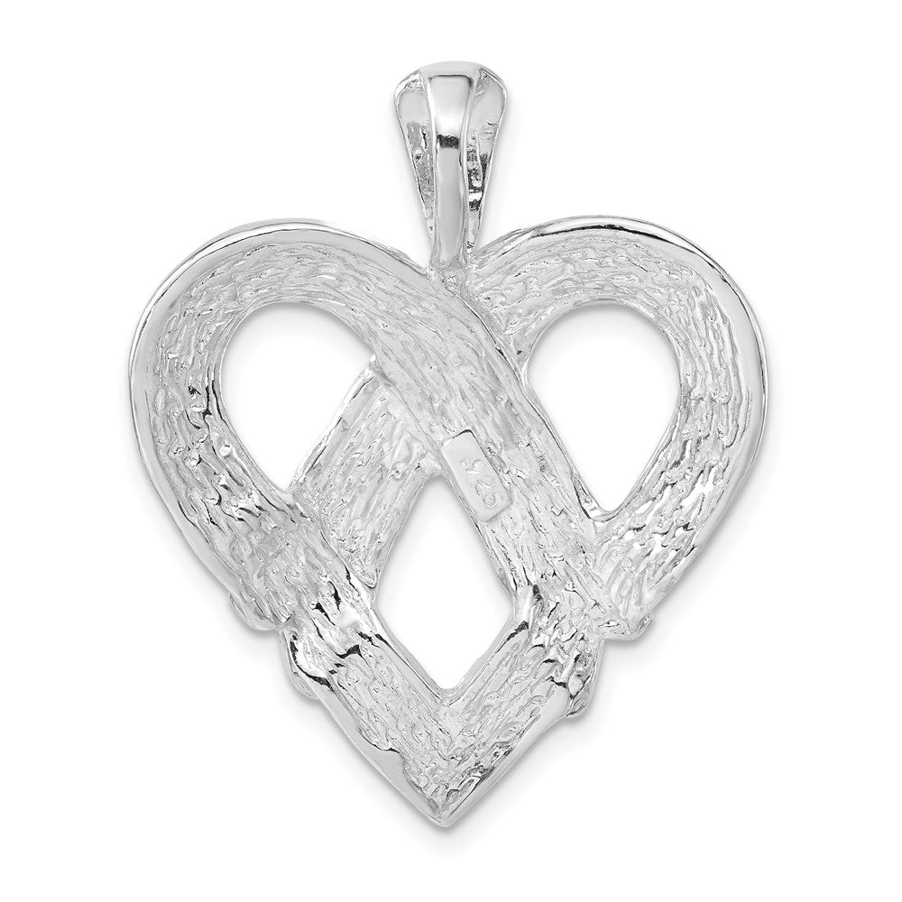 Sterling Silver Polished Fancy Textured Heart Charm