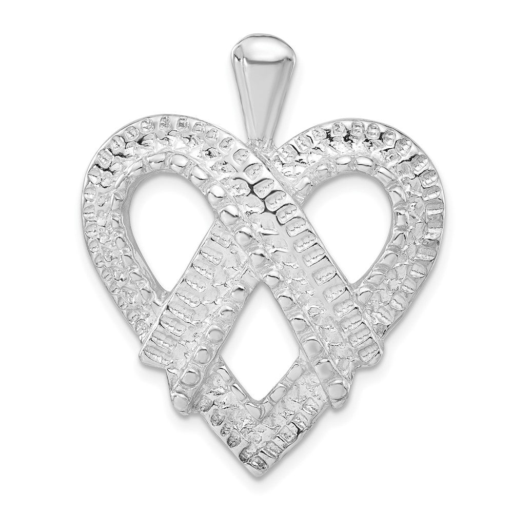 Sterling Silver Polished Fancy Textured Heart Charm