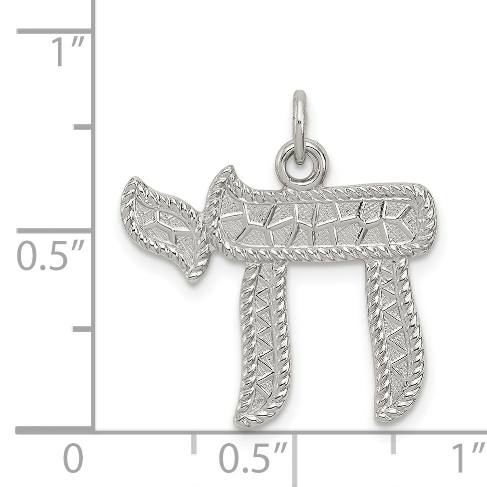 Sterling Silver Rhodium-Plated Chai Pendant