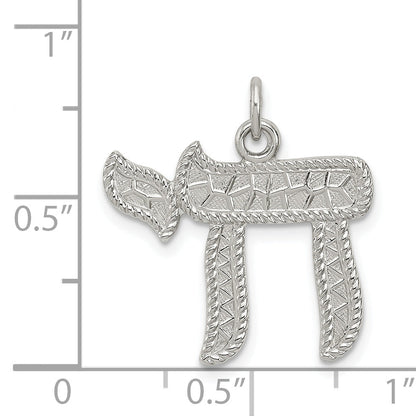 Sterling Silver Rhodium-Plated Chai Pendant